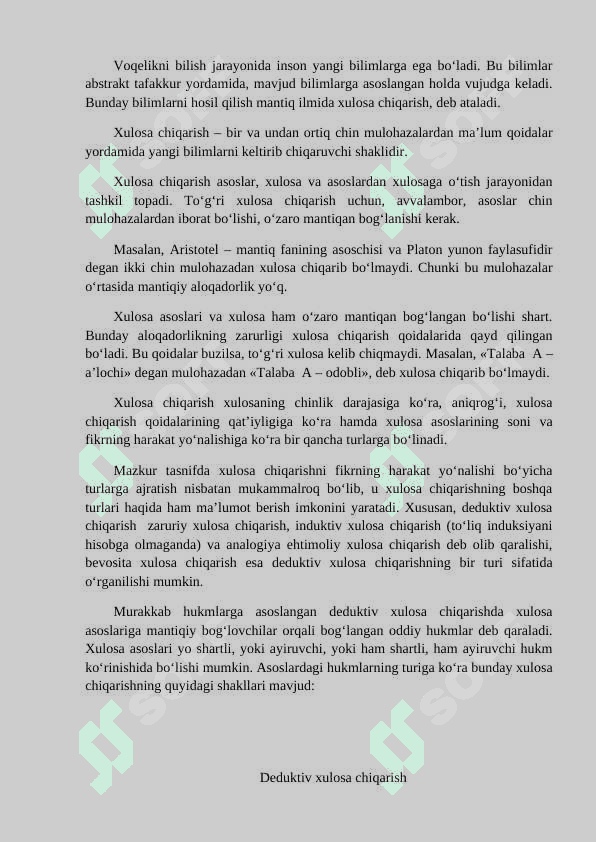 Deduktiv xulosa  chiqarish va uning turlari 2