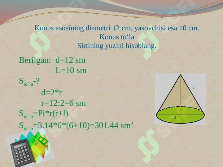 11-sinf geometriya Konusning hajmi dars ishlanma 4