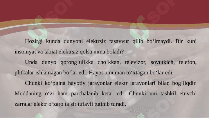 7-sinf fizika .Jismlarning elektrlanishi 4