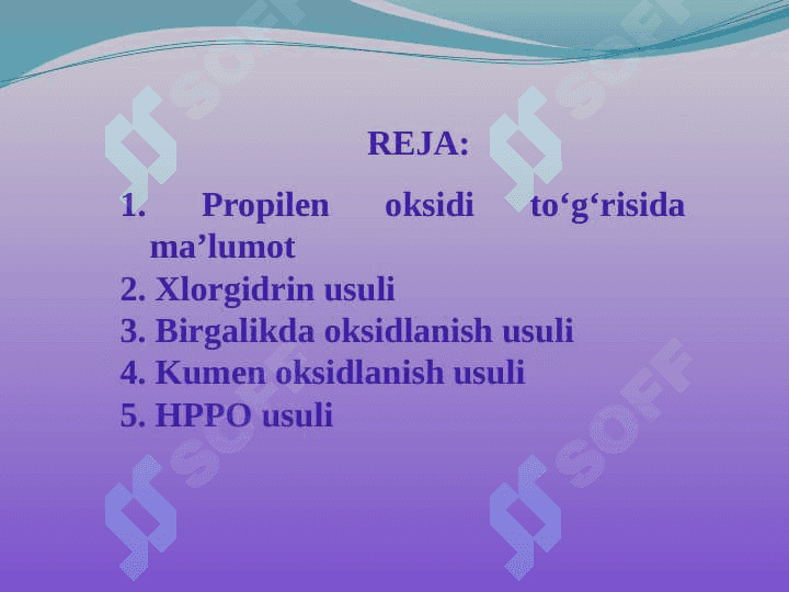 Propilen oksid ishlab chiqarish kimyosi va texnologiyasi 2