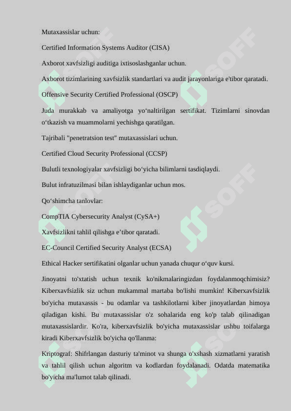KIBERXAVFSIZLIK SOHASINDA MASHXUR SERTIFIKATLAR. 3
