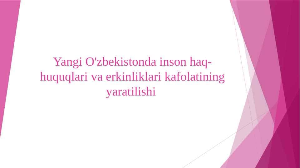 Yangi O'zbekistonda inson haq-huquqlari va erkinliklari kafolatining yaratilishi