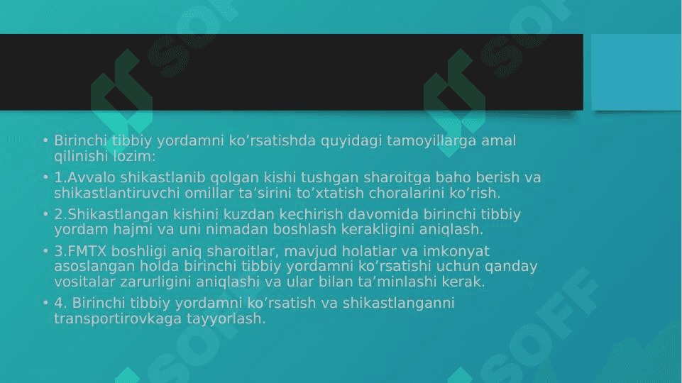 SHIKASTLANGAN O’CHOQLARDA DASTLABKI TIBBIY YORDAMNI TASHKIL QILISH 3