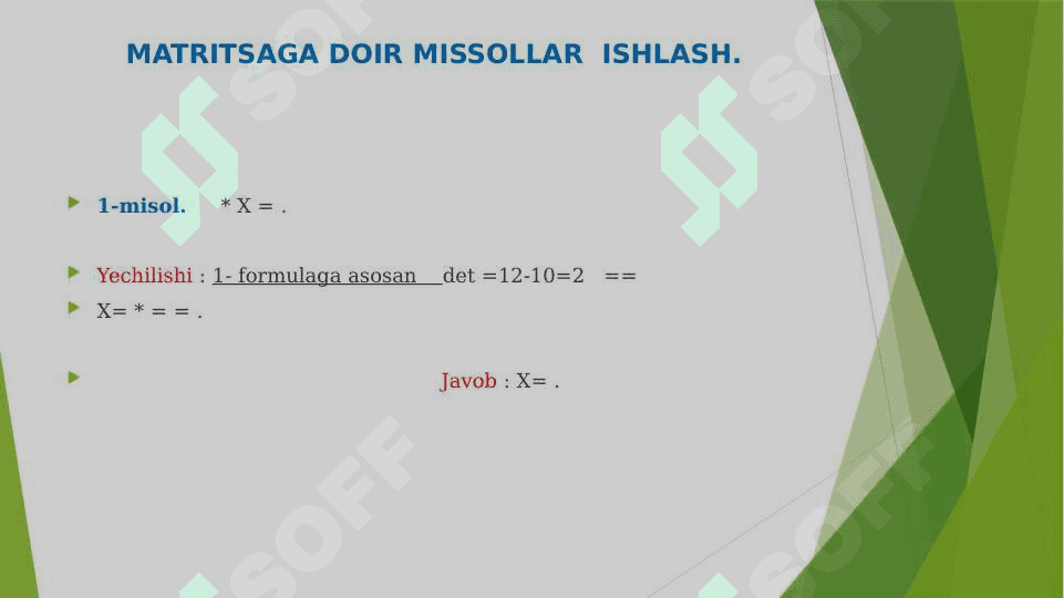 CHIZIQLI TENGLAMALAR SISTEMASINI MATRITSALAR USTIDA HISOBLASH 8