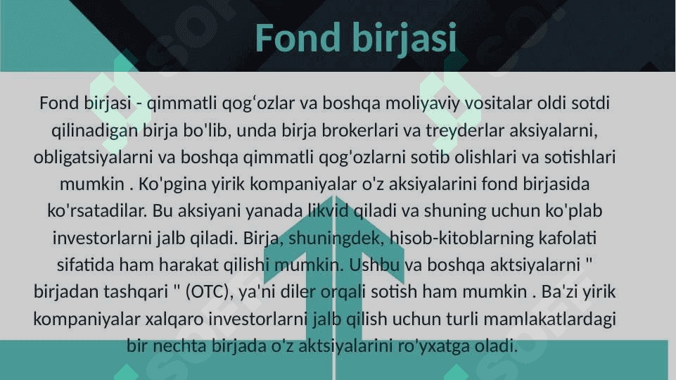 Fond birjalari va birja savdo ishtirokchilari 5