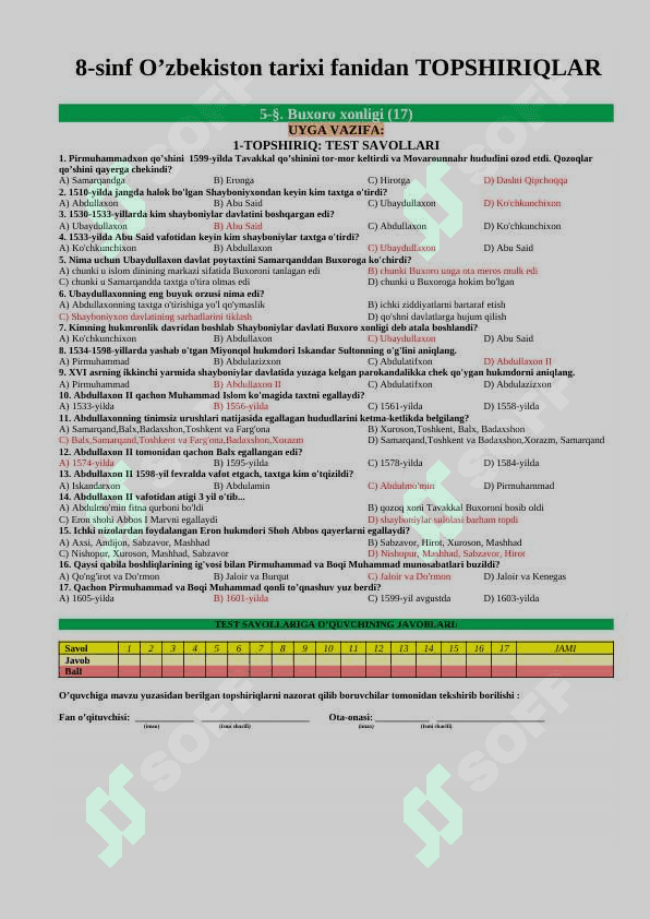8_Sinf_O'zbekiston_tarixi_mavzulashtirilgan_test_Javoblari_bilan dars ishlanma 7