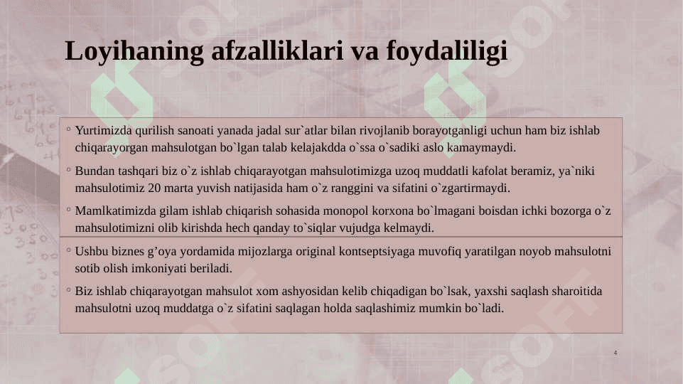 Gilam ishlab chiqarish kurs loyihasi 4