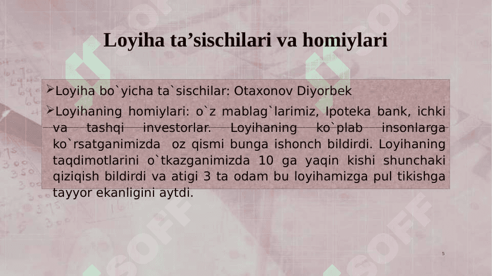 Gilam ishlab chiqarish kurs loyihasi 5