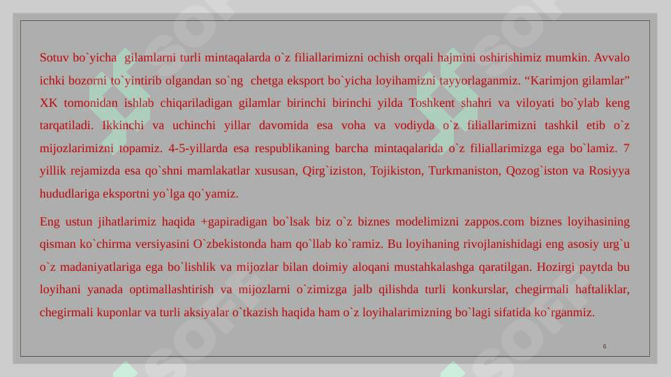 Gilam ishlab chiqarish kurs loyihasi 6