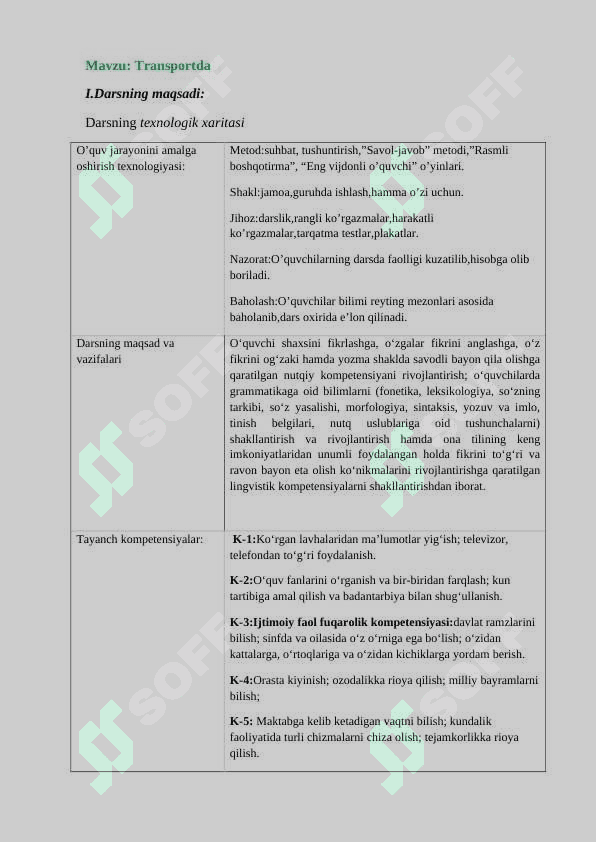 5-sinf o'zbek tili Transportda dars ishlanma 2