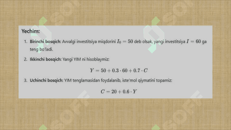Tenglamalar tizimi ko'rinishidagi ekonometrik model 7
