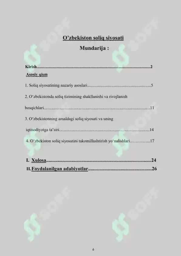 KURS ISHI O’zbekiston soliq siyosati 6