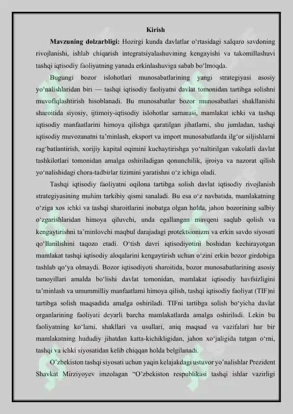 O'zbekiston Respublikasining tashqi savdo siyosati 3