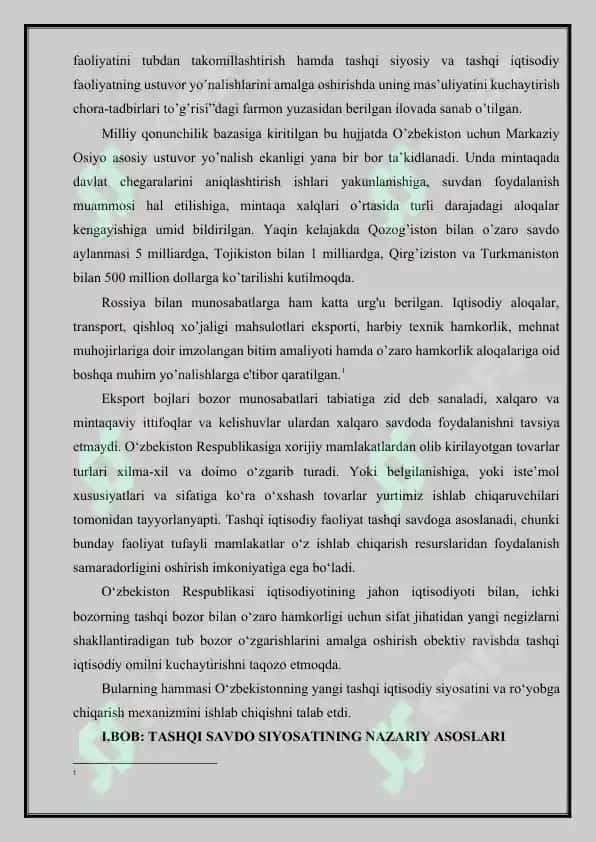 O'zbekiston Respublikasining tashqi savdo siyosati 4