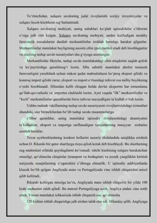O'zbekiston Respublikasining tashqi savdo siyosati 7