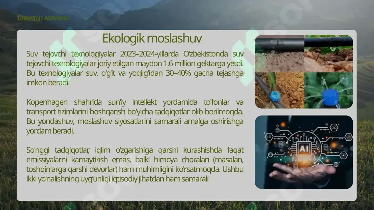 Iqlim o'zgarishi va unga ekologik moslashuv 4
