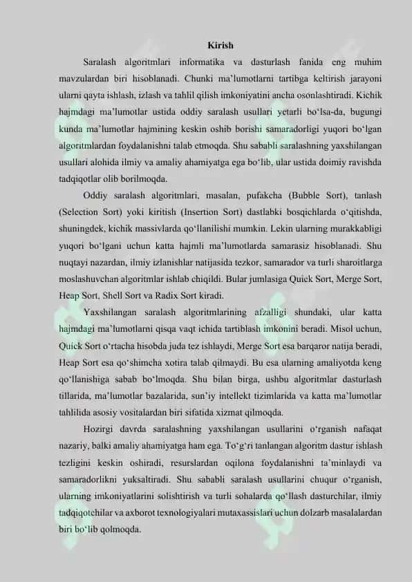 Saralashning yaxshilangan usullari va ularning samaradorligi 3