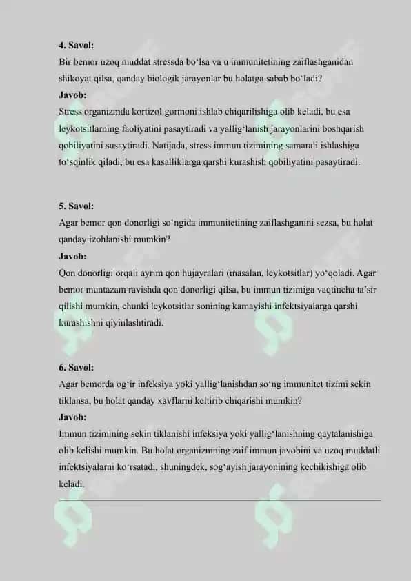 Qonning immunitet tizimi haqida ma'lumotlar 2