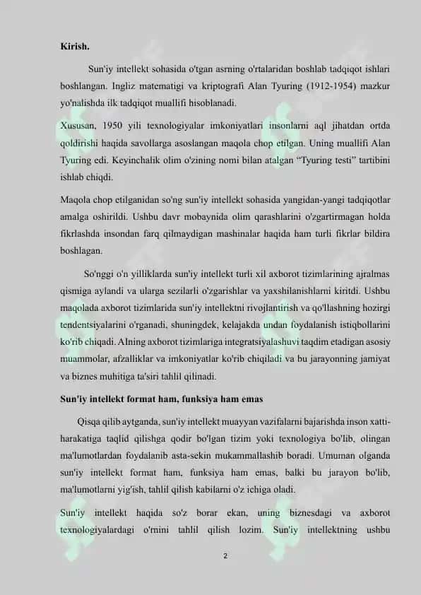 Sun'iy Intellektning axborot tizimlaridagi o'rni 2