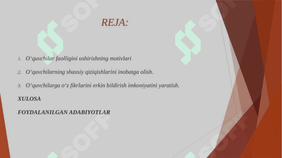 Darsda o'quvchilar faolligini oshirishning asosiy motivlari 2
