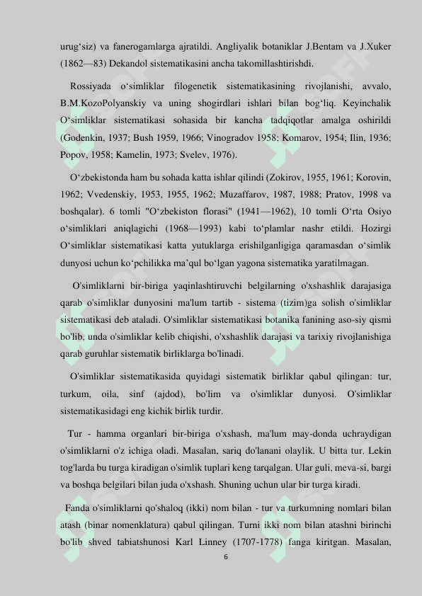 O`simliklar sistematikasi 6