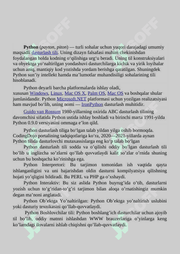 Pyhton va Java dasturlash tillarining qiyosiy tahlilini keltirish 3