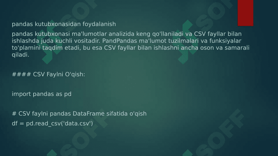Pythonda csv fayllari bilan ishlash 5