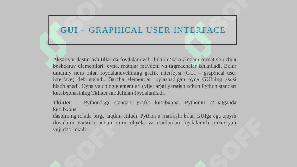 Pythonda GUI bilan ishlash 2