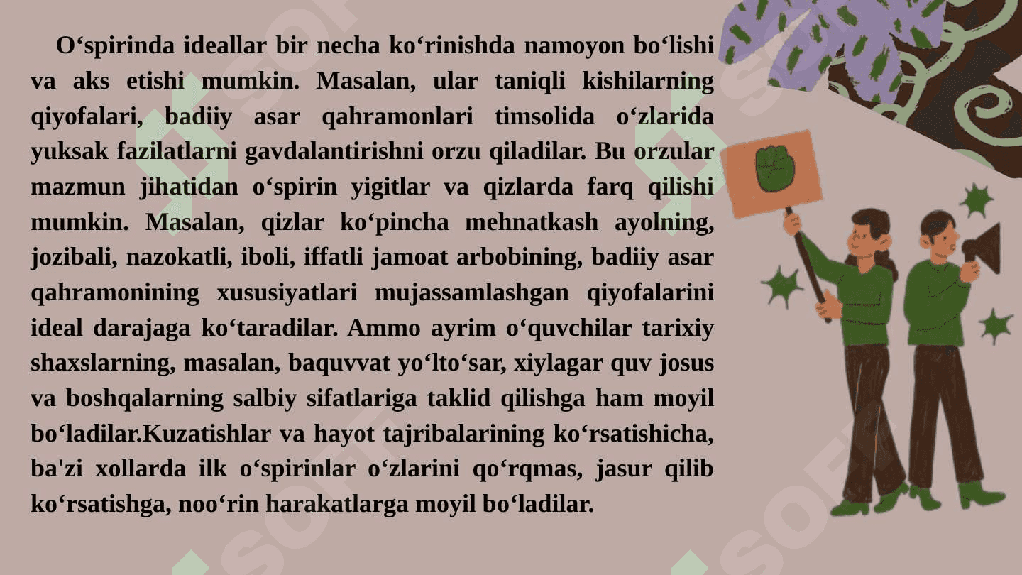 Ilk o‘spirinlik  va yoshlik davrida psixik rivojlanish xususiyatlari. 7