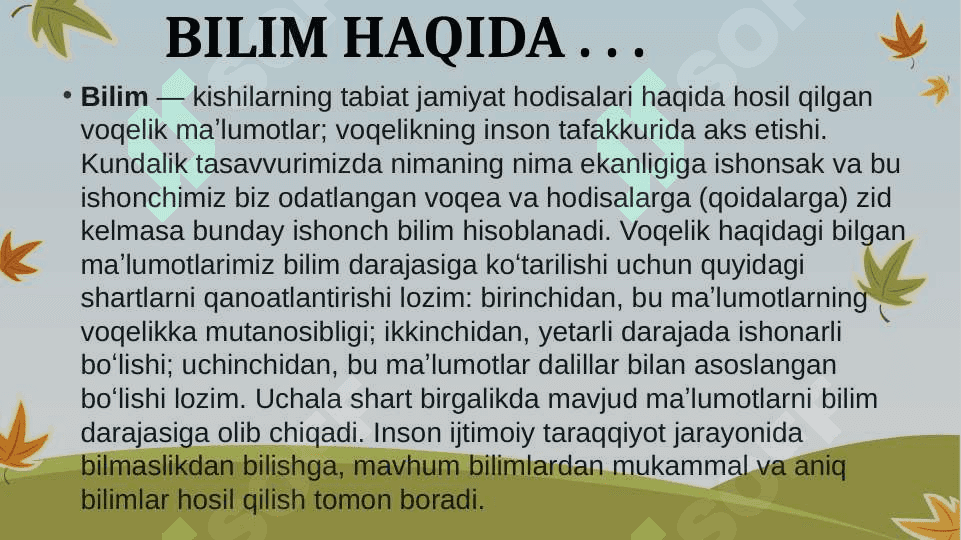 O’QUVCHILAR BILIMINI O’ZLASHTIRISH SAMARADORLIGINI ANIQLASH METODI ! 4