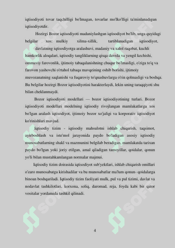 Bozor iqtisodiyoti, uning shakllanishi va bozor  iqtisodiyotiga o'tishi 4