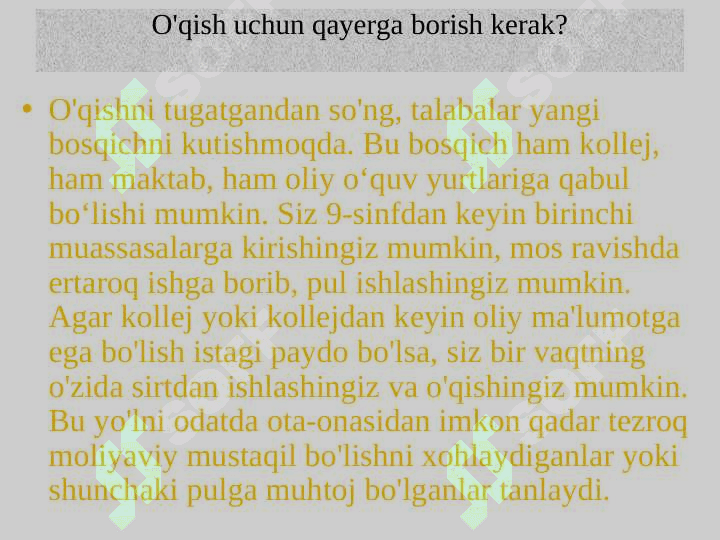 Kasb  tanlashda   o’quvchilarga     /  ta’sir    etadigan    omillar.Ta’lim-tarbiya,irsiyat,muxit. 5