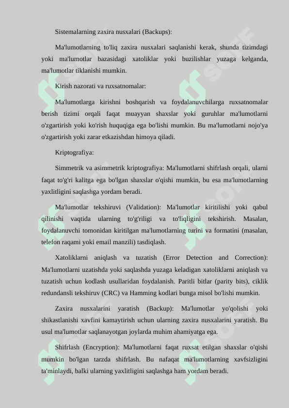 MA’LUMOTLAR YAXLITLIGINI TA’MINLASH USULLARI 3