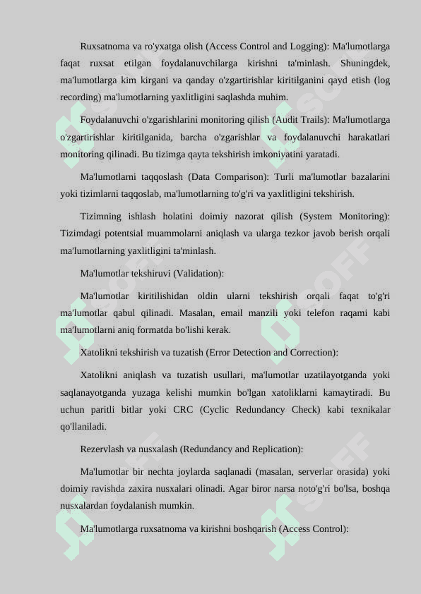 MA’LUMOTLAR YAXLITLIGINI TA’MINLASH USULLARI 4