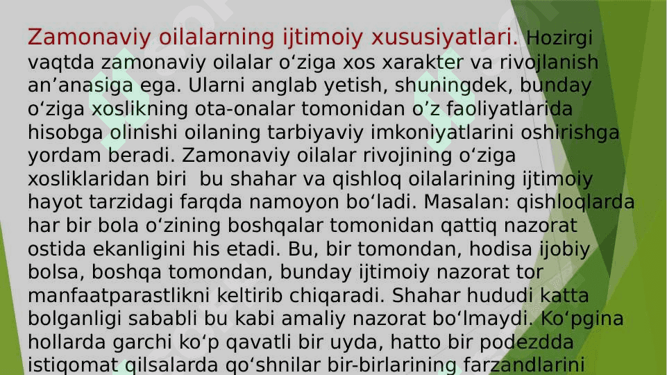 ZAMONAVIY OILALAR RIVOJINING OʼZIGA XOS XUSUSIYATLARI 4