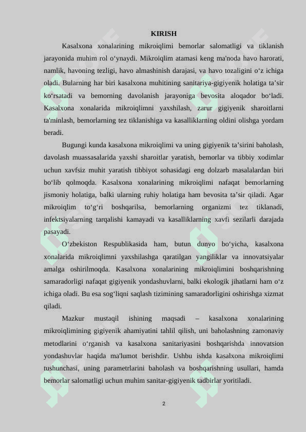 Kasalxona xonalarining mikroiqlimi o'rganish va baholash 2