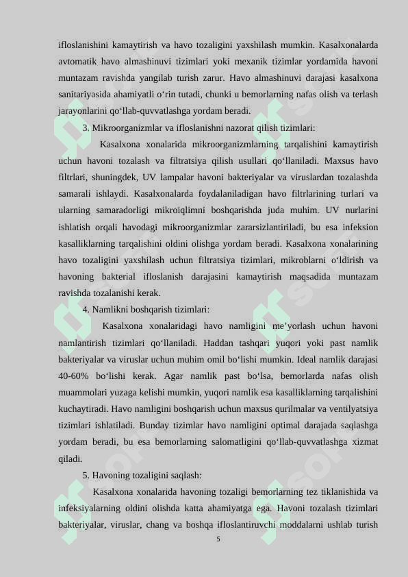 Kasalxona xonalarining mikroiqlimi o'rganish va baholash 5