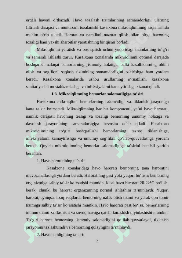 Kasalxona xonalarining mikroiqlimi o'rganish va baholash 6