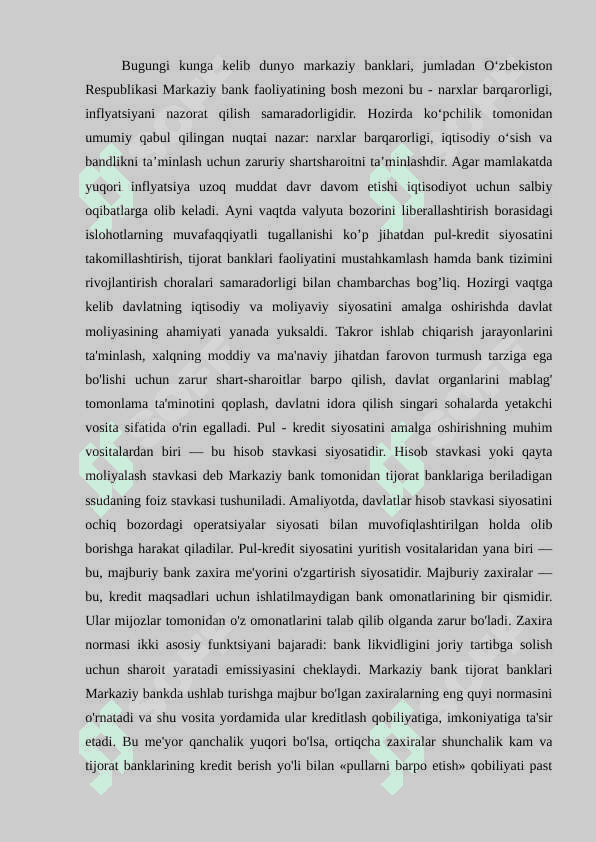 O’zbekiston Respublikasi pul-kredit siyosati 4