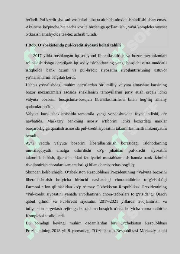 O’zbekiston Respublikasi pul-kredit siyosati 5
