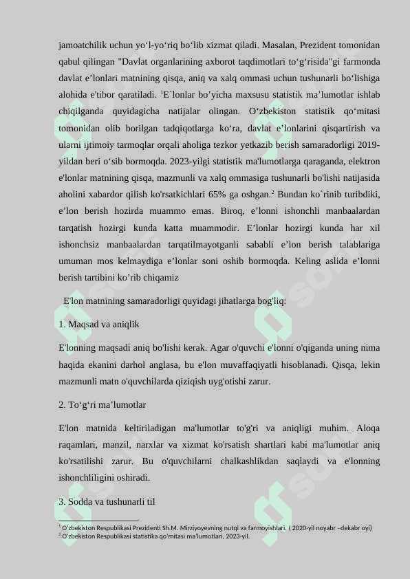 E`LONLAR MATNIGA QO`YILADIGAN TALABLAR 2