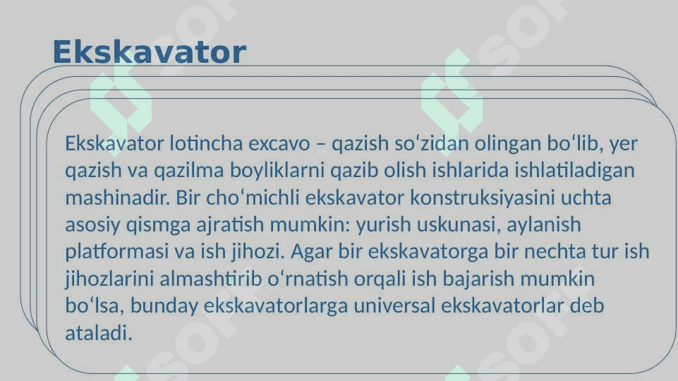 Bir cho’michli va ko’p cho’michli ekiskavatorlar bilan gurunt qazish 3