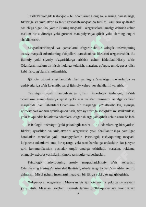 PSIXOLOGIK TASHVIQOT TARG‘IBOT ISHLARINI O‘ZIGA XOS XUSUSIYATLARI 6