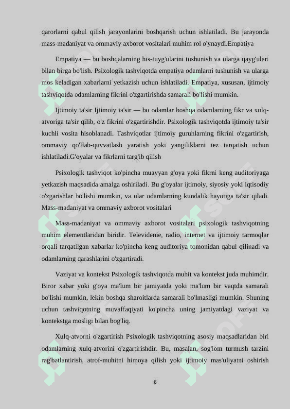 PSIXOLOGIK TASHVIQOT TARG‘IBOT ISHLARINI O‘ZIGA XOS XUSUSIYATLARI 8