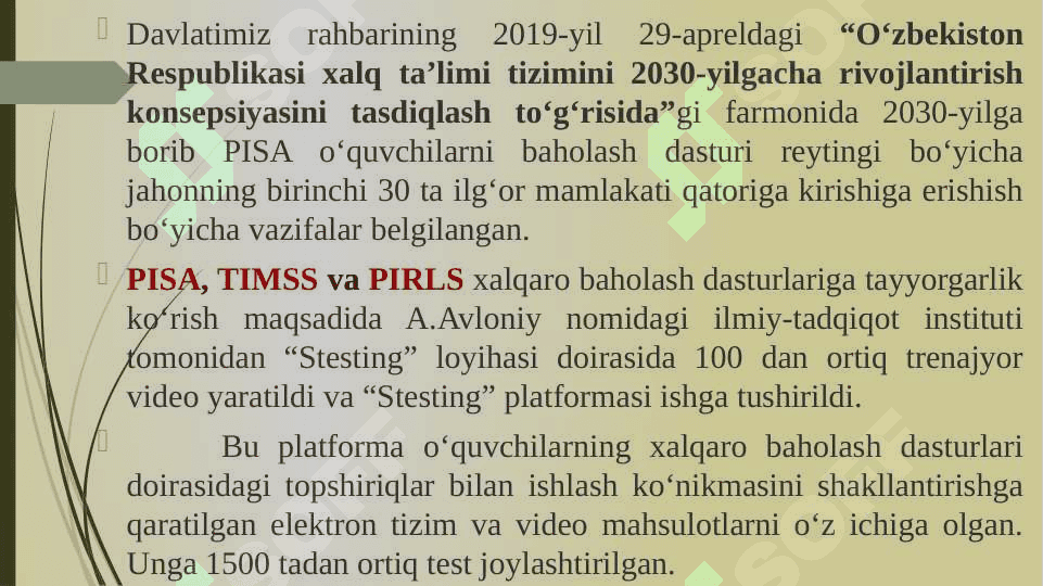Xalqaro baholash dasturlari doirasida hukumat qarorlarining mazmun va mohiyati 4