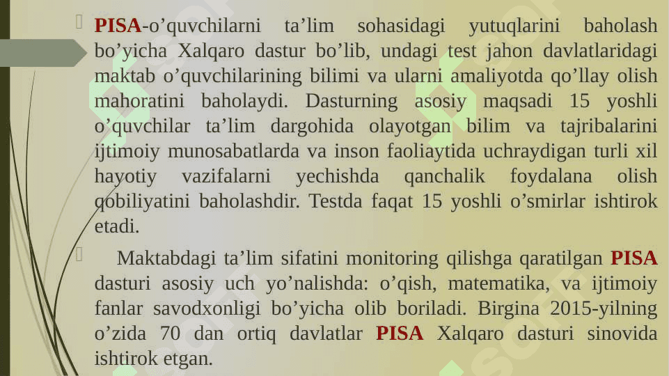 Xalqaro baholash dasturlari doirasida hukumat qarorlarining mazmun va mohiyati 6