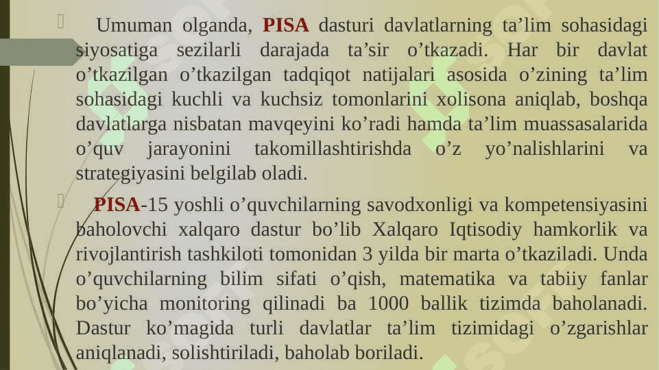 Xalqaro baholash dasturlari doirasida hukumat qarorlarining mazmun va mohiyati 7