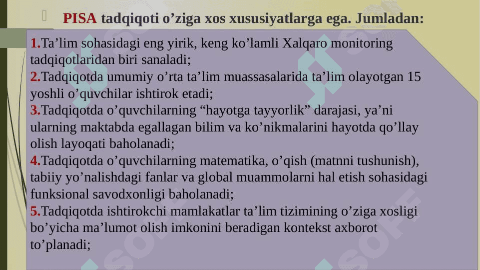 Xalqaro baholash dasturlari doirasida hukumat qarorlarining mazmun va mohiyati 8