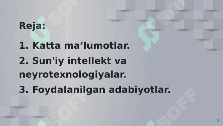 Katta ma'lumotlar. Sun'iy intellekt va neyrotexnologiyalar 2