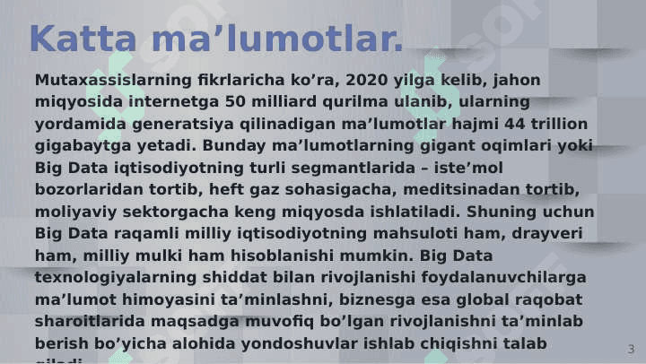 Katta ma'lumotlar. Sun'iy intellekt va neyrotexnologiyalar 3